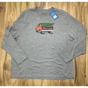 Life is Good Crusher Tee Mens XXXL Gray Christmas Peace Truck L/S Rustic Cabin